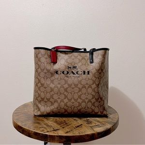 Original Coach Tote Bag in Signature Canvas Brown Leather